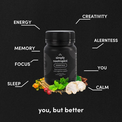 simply nootropics essentials - every day mental support (44 caps)