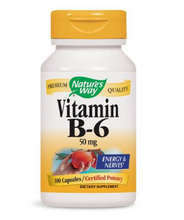 Load image into Gallery viewer, Nature's Way Vitamin B-6 100 mg (100 Capsules)