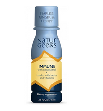 Load image into Gallery viewer, NaturGeeks Immune Shot, Fearless Ginger Flavor, sweetened with Honey, Infused with Resveratrol and Spermedine, Loaded with Vitamins and Herbs, 2.5 oz Drink, Count