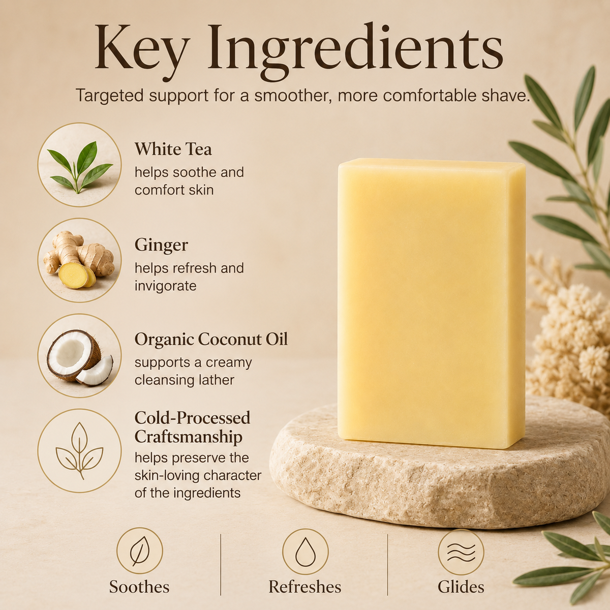 Timeless Organics - White Tea + Ginger Shave Bar