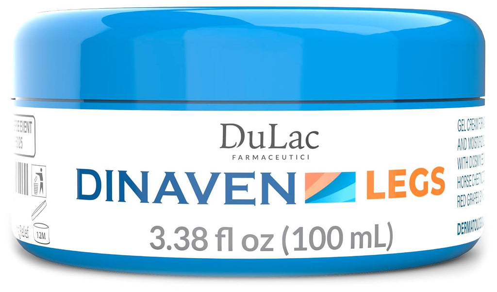 Dulac, Dinaven Legs Gel Cream, Cooling & Refreshing, with Diosmin & Menthol, Horse Chestnut Extract, Butcher's Broom & Red Vine, Fast-Absorbing, Non-Greasy, Daily Leg Care, 3.38 fl oz, Made in Italy