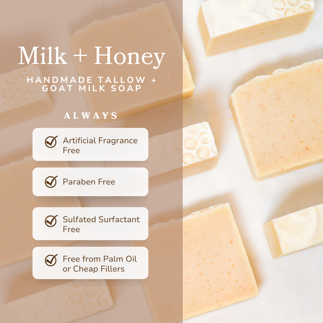 Pretty Farm Girl  - Milk + Honey Fragrance Free Handmade Tallow and Goat Milk Soap Bar