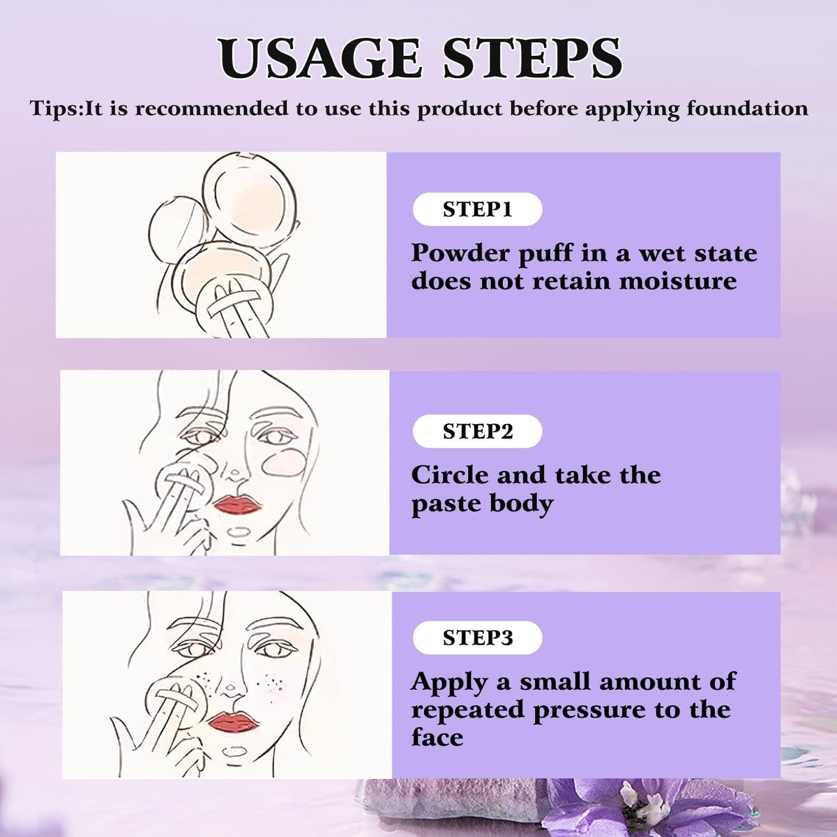 Gel-Like Formula Oil-Control Primer & Setting Powder, Polvos Compactos Matte Powder for Silky Blurring Oil Control, Lavender Blurring Powder