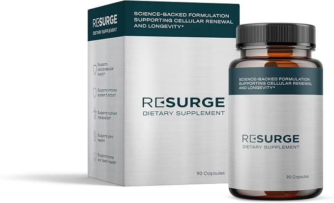 RESURGE Dietary Supplement, 90 Capsules, with Astragalus, Fisetin, Quercetin, Resveratrol, NMN, Hyaluronic Acid and CoQ10