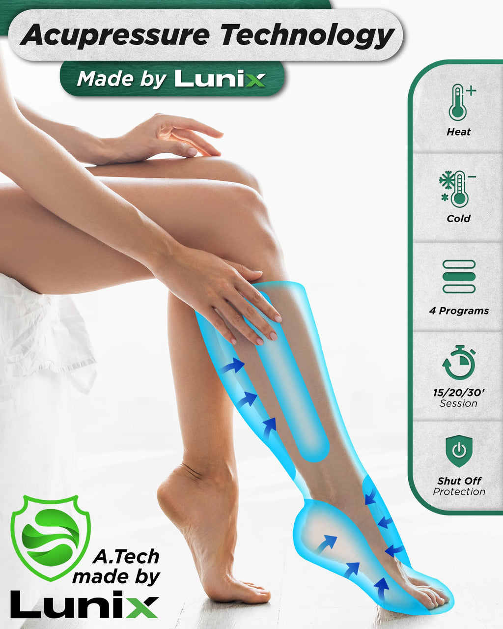 LX1 Foot and Calf Compression Massager, Charcoal Black
