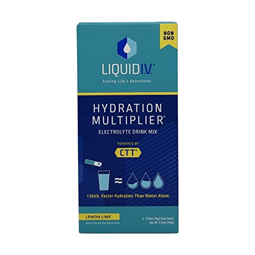 Liquid I.V. Hydration Multiplier - Lemon Lime - Powder Packets | Electrolyte Drink Mix | Easy Open Single-Serving | Non-GMO | 16 Stick