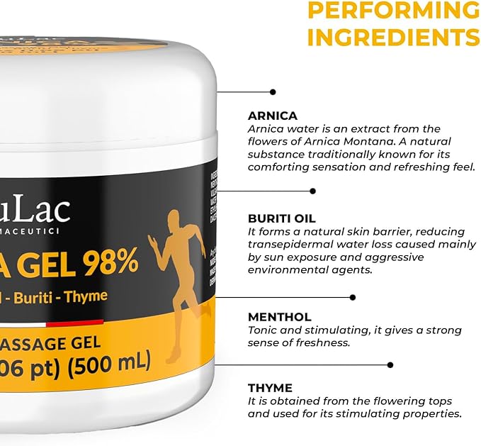 Dulac Arnica Body Massage Gel – Water-Based Cosmetic Massage Gel with Arnica Montana, Fast-Absorbing Lightweight Texture, Non-Greasy Feel, Dermatologically Tested, 16.9 fl oz