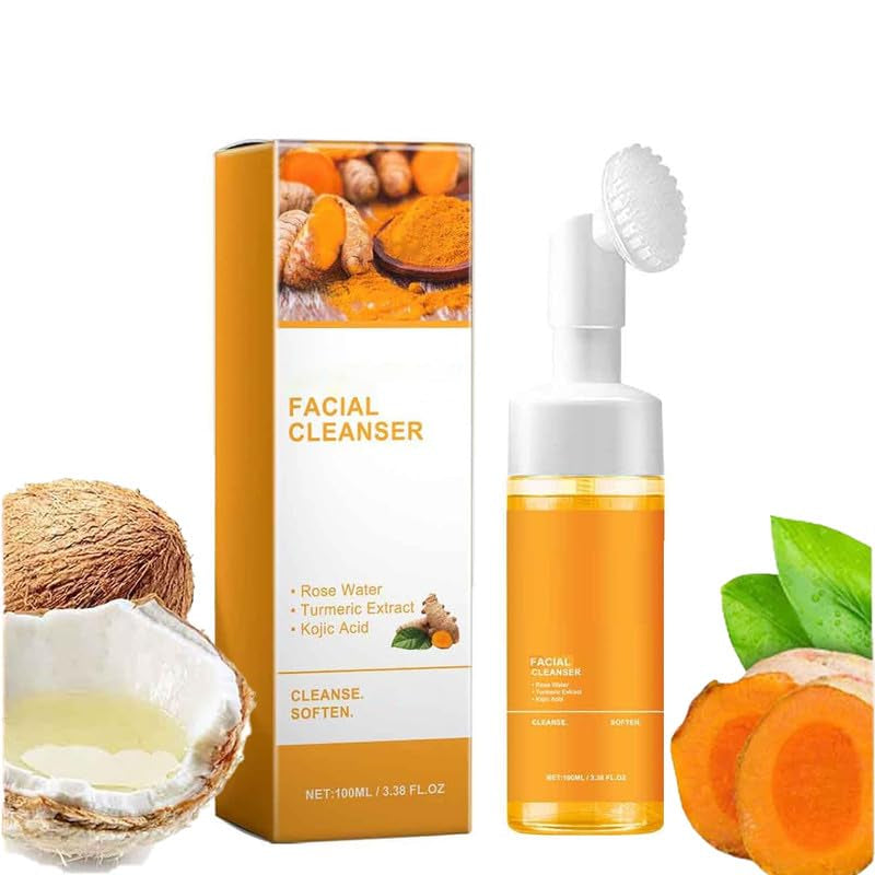 1Pcs Turmeric Facial Cleanser,Urmeric Facial Cleanser，Turmeric Foaming Cleanser,Deep Cleansing of Facial Skin， Turmeric Foaming Cleanser for All Skin