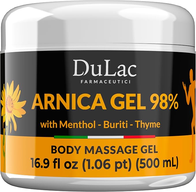 Dulac Arnica Body Massage Gel – Water-Based Cosmetic Massage Gel with Arnica Montana, Fast-Absorbing Lightweight Texture, Non-Greasy Feel, Dermatologically Tested, 16.9 fl oz