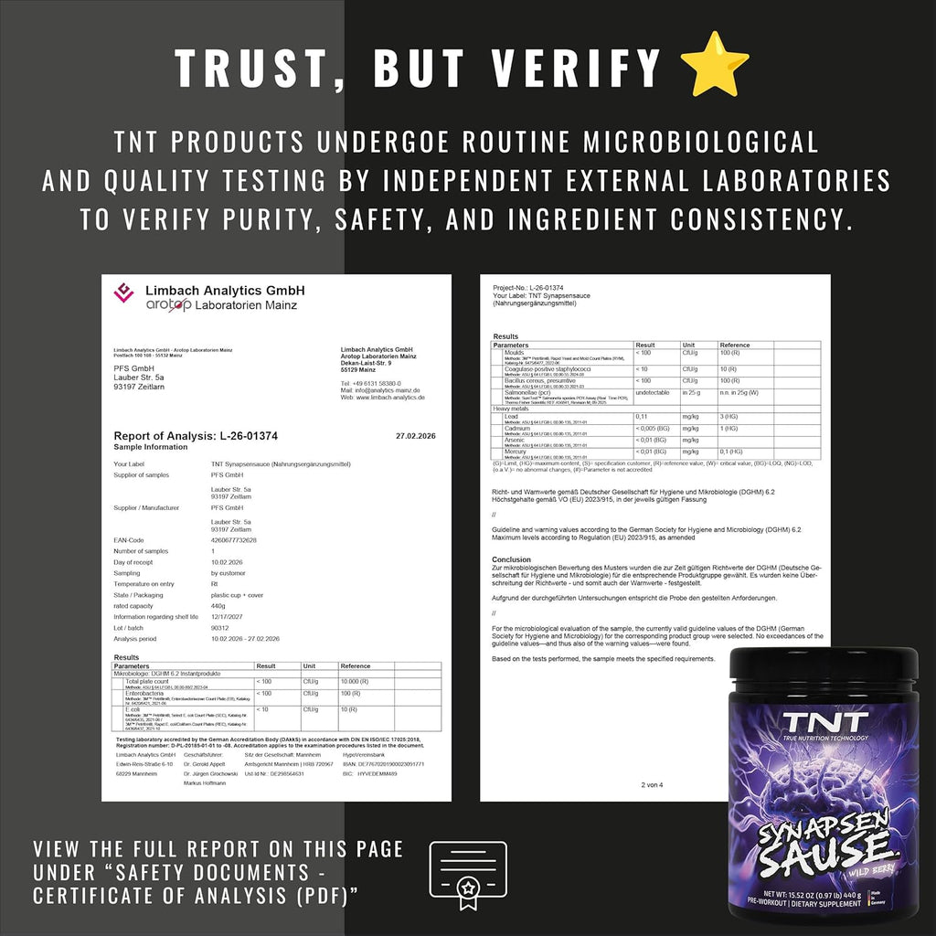 TNT Synapsensause "Wild Berry" (440 g) - Pre-Workout Booster - Fitness & Bodybuilding - Training Booster with L-Citrulline, Caffeine & Guarana