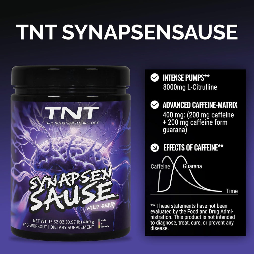TNT Synapsensause "Wild Berry" (440 g) -  Pre-Workout Booster - Fitness & Bodybuilding - Training Booster with L-Citrulline, Caffeine & Guarana