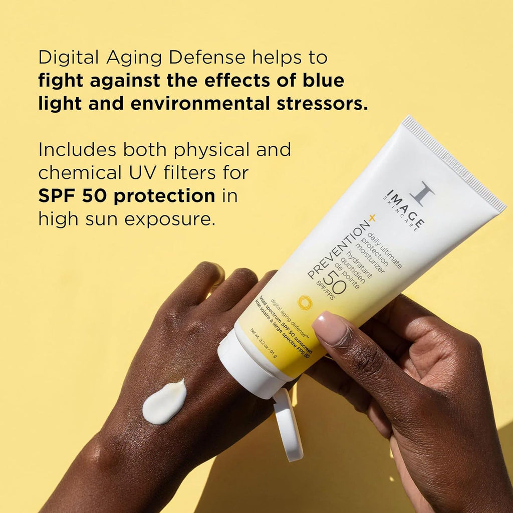 IMAGE Skincare PREVENTION+ Daily Ultimate Protection Moisturizer 2 Pack , SPF 50 Face Sunscreen Lotion, Zinc Oxide, Blendable with No White Cast, 3.2 oz