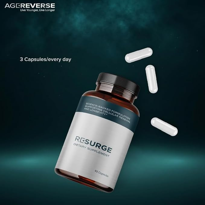 RESURGE Dietary Supplement, 90 Capsules, with Astragalus, Fisetin, Quercetin, Resveratrol, NMN, Hyaluronic Acid and CoQ10