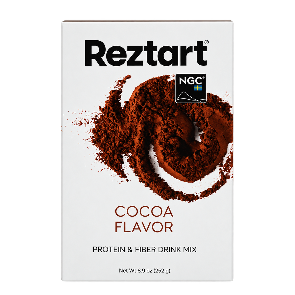 Reztart - Protein and fiber-rich powder shake with NGC®, with chocolate flavor