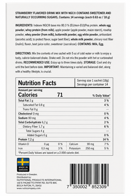 Reztart - Protein and Fiber-Rich Powder Shake with NGC®, Strawberry Flavor
