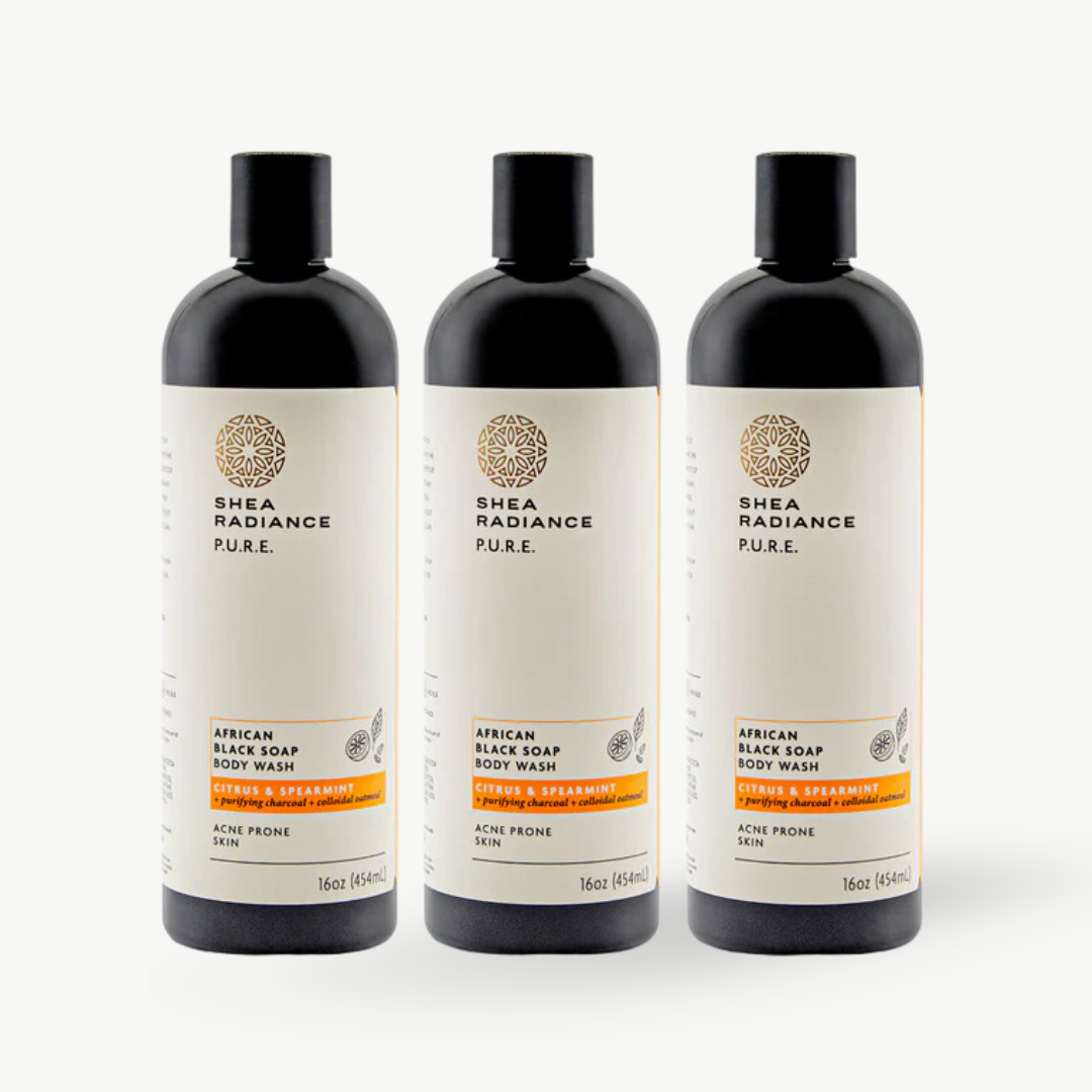 Shearadiance African Black Soap Body Wash with Colloidal Oatmeal for Dry & Sensitive Skin
