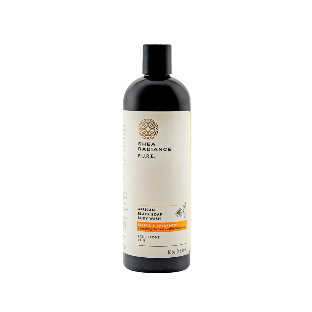 Shearadiance African Black Soap Body Wash with Colloidal Oatmeal for Dry & Sensitive Skin