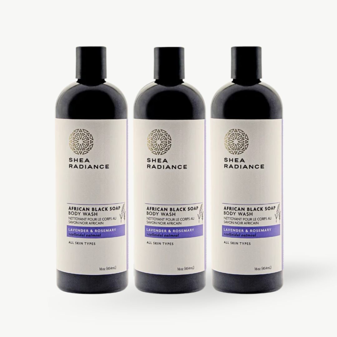Shearadiance African Black Soap Body Wash with Colloidal Oatmeal for Dry & Sensitive Skin