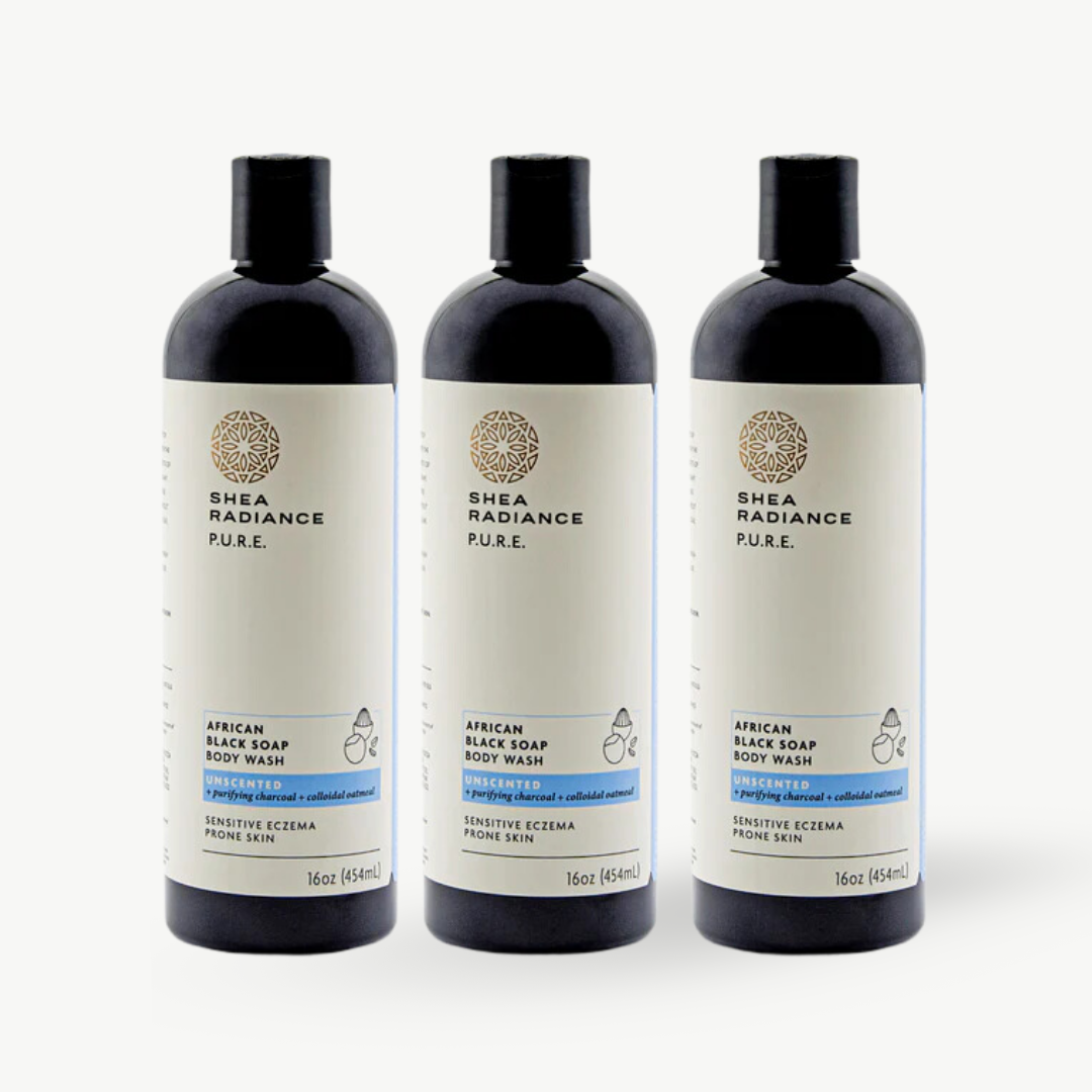 Shearadiance African Black Soap Body Wash with Colloidal Oatmeal for Dry & Sensitive Skin