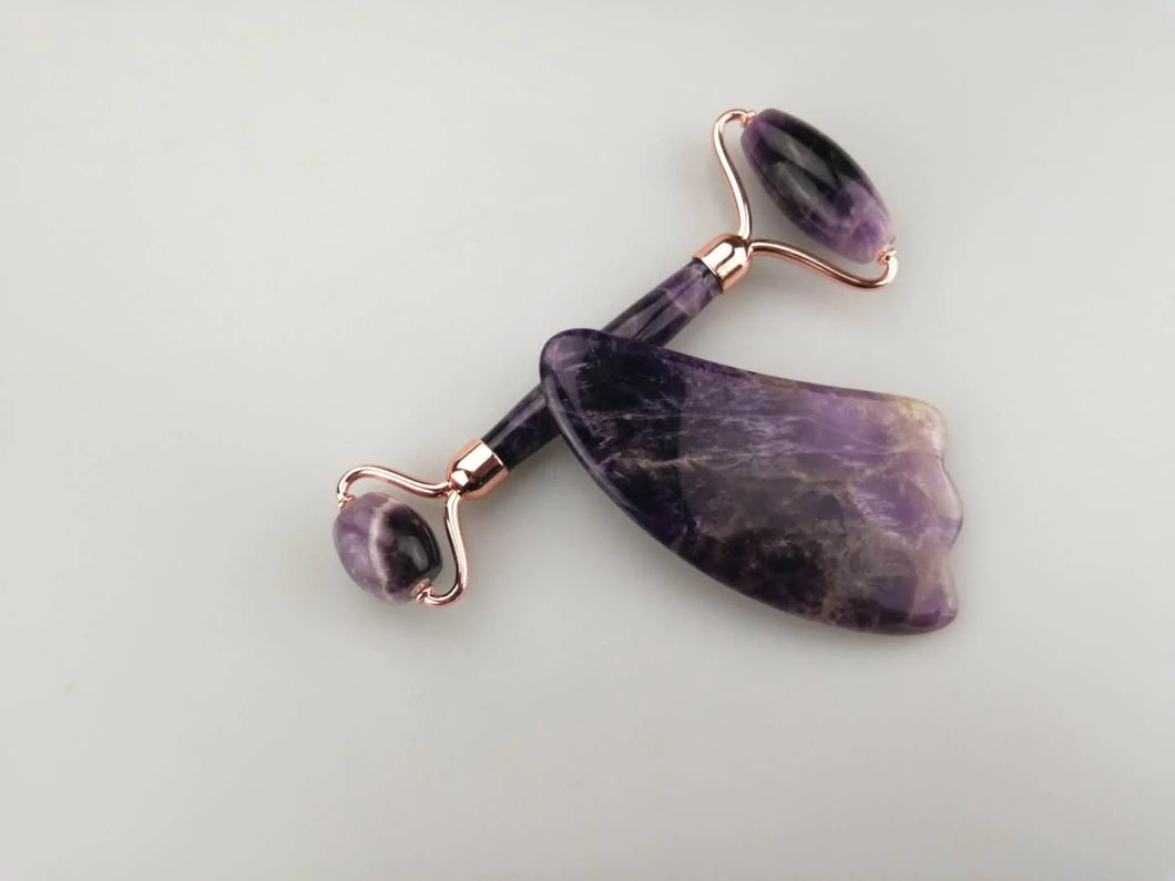 Amethyst Facial Roller + Gua Sha Set