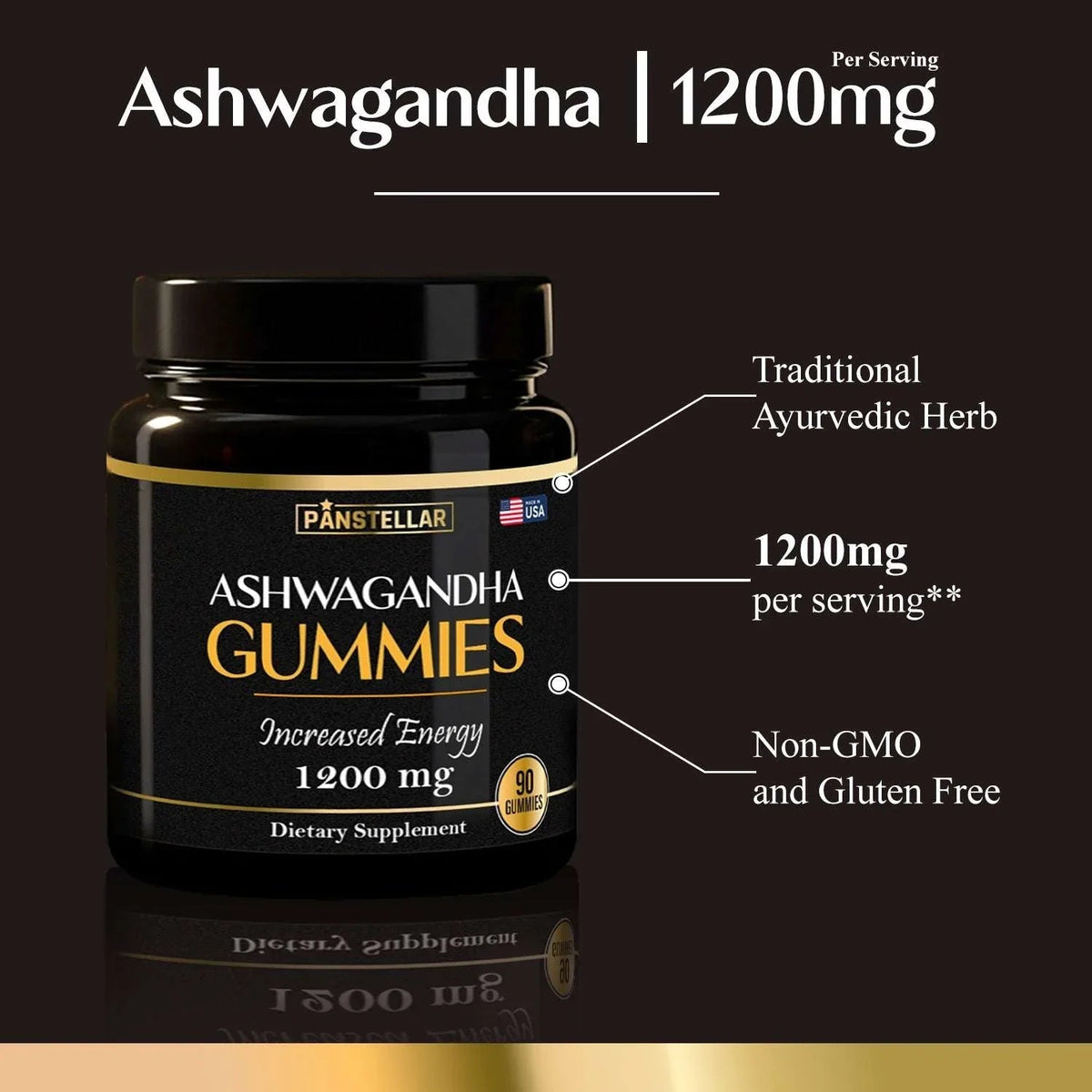 Panstellar - Ashwagandha Gummies 1200mg | 3 Months Supply