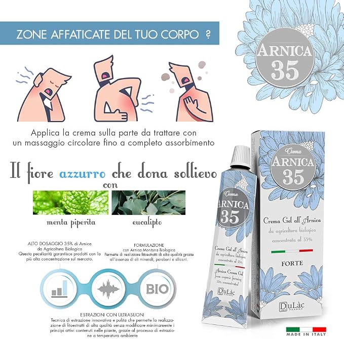 Dulàc – Arnica Cream 1.7 Fl Oz with Organic Arnica Montana Extracts Natural Soothing & Skin Care Cream