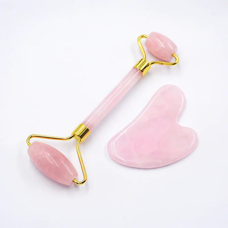 Rose Quartz Facial Roller + Gua Sha Board