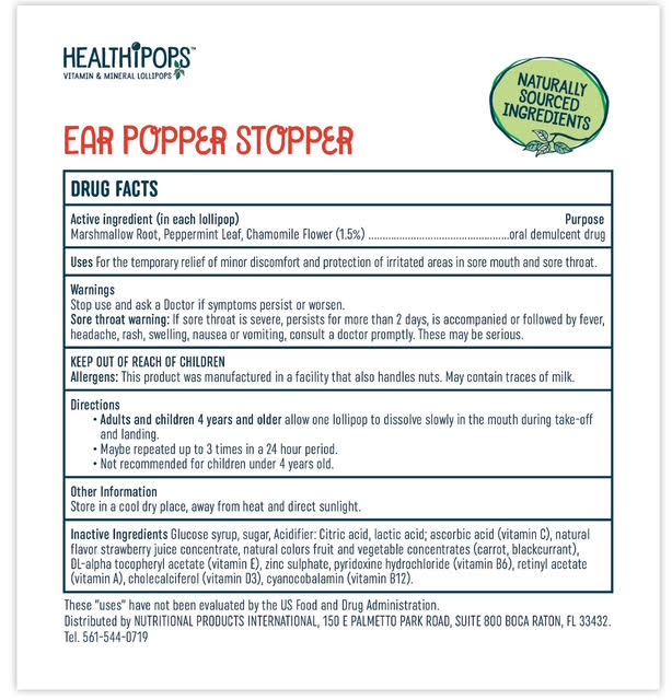 Healthipops Ear Popper Stopper (6 Pack) - Strawberry
