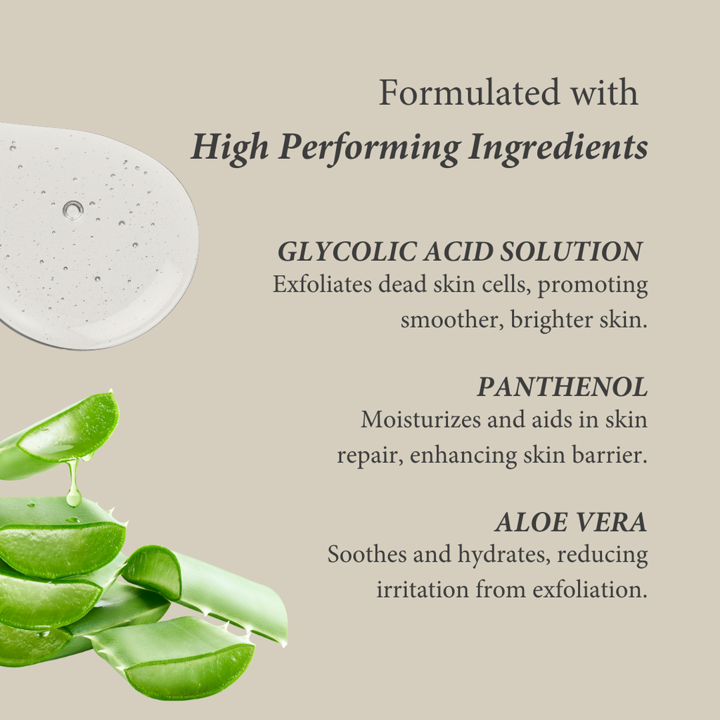 Shearadiance Gentle Exfoliating Glycolic Solution 8% with Aloe for Smoother, Brighter Skin