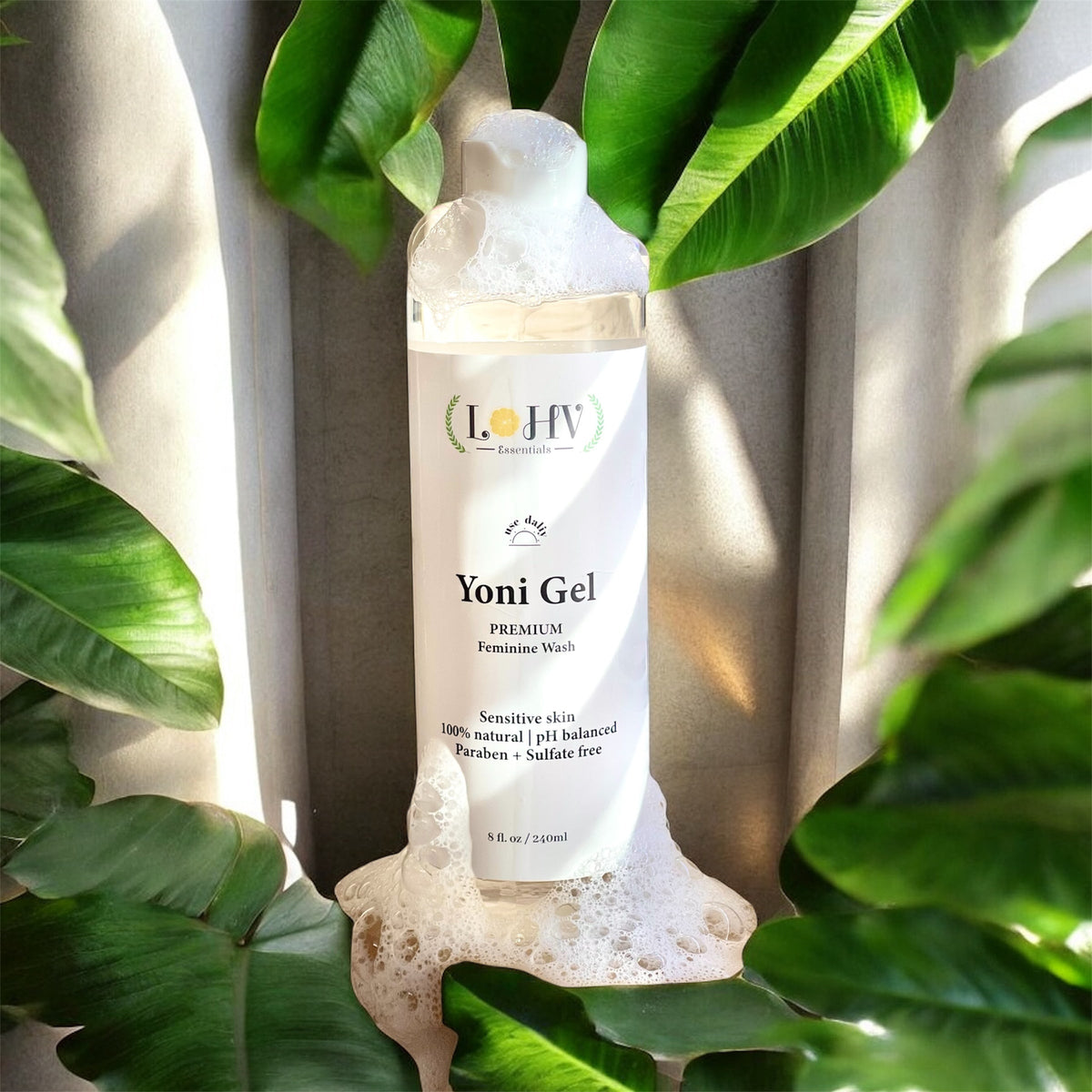 LOHV ESSENTIALS - PREMIUM Herbal LOHV YONI GEL pH Balancing Intimate Wash: Eliminate Odor, Cleanse Vulva, Maintain a Healthy pH Balance with Palm Kernel Oil + Rose Oil + Aloe Vera Leaf