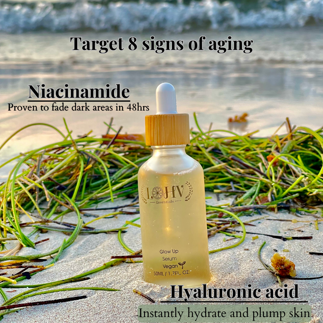 LOHV ESSENTIALS - PREMIUM 100% VEGAN GLOW UP Toner Serum With Hyaluronic Acid + Niacinamide + Camellia Leaf + Vitamin E + Rose Water