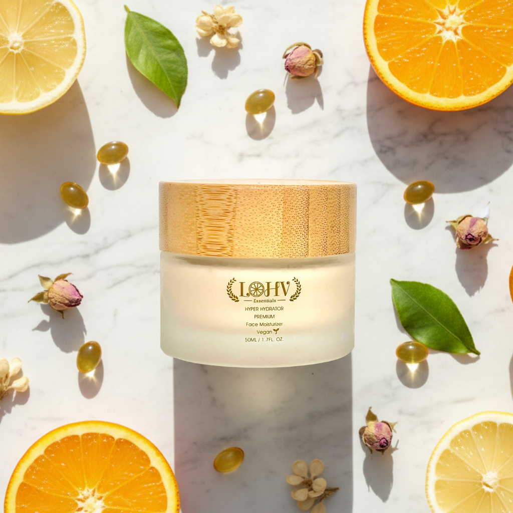 LOHV ESSENTIALS - PREMIUM 100% VEGAN HYPER HYDRATOR Face Moisturizer With SPF 30 + Hyaluronic Acid + Lactic acid + Vitamin C + Kombucha