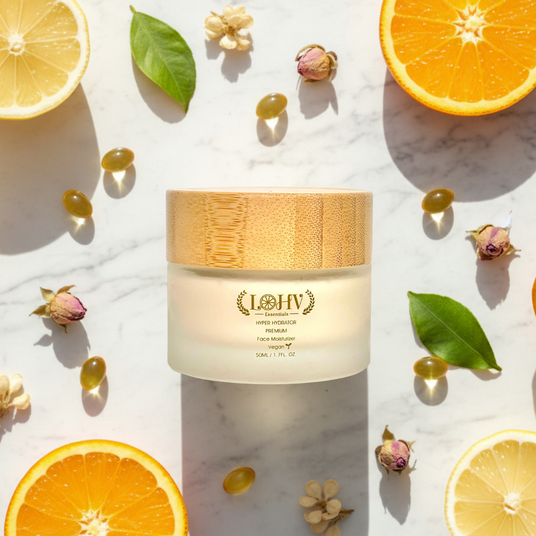 LOHV ESSENTIALS - PREMIUM 100% VEGAN HYPER HYDRATOR Face Moisturizer With SPF 30 + Hyaluronic Acid + Lactic acid + Vitamin C + Kombucha