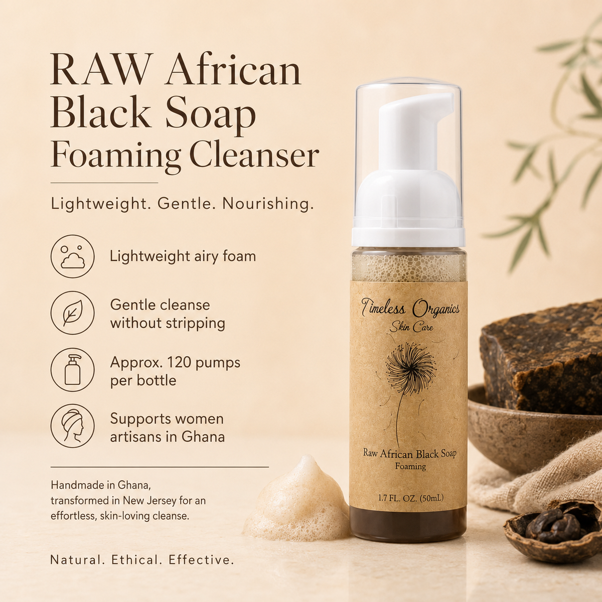 Timeless Organics - Liquid RAW African Black Soap - Foaming