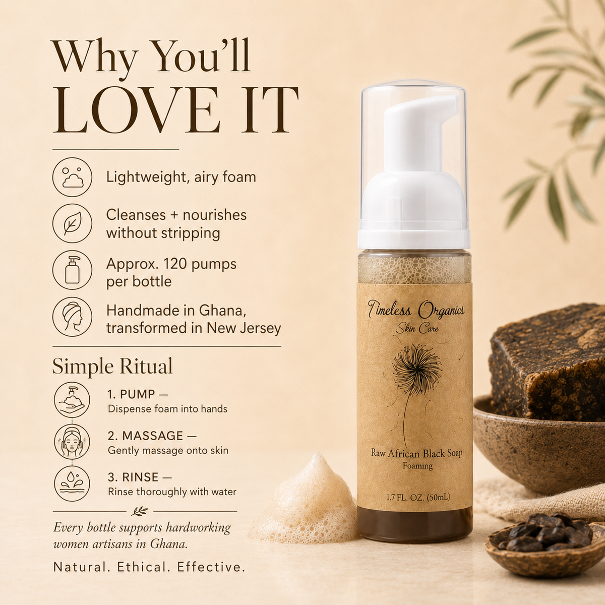 Timeless Organics - Liquid RAW African Black Soap - Foaming