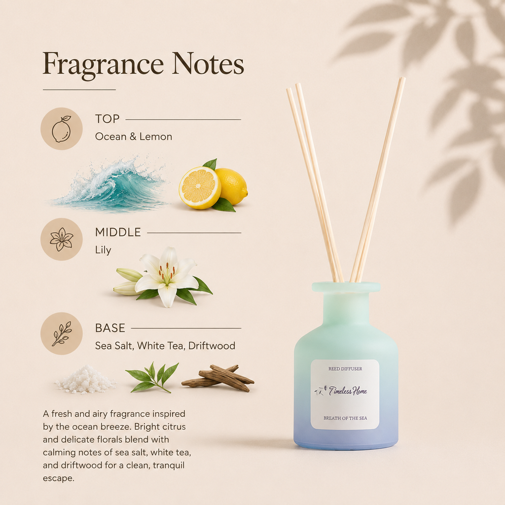 Timeless Organics - Reed Diffuser - Breathe of The Sea