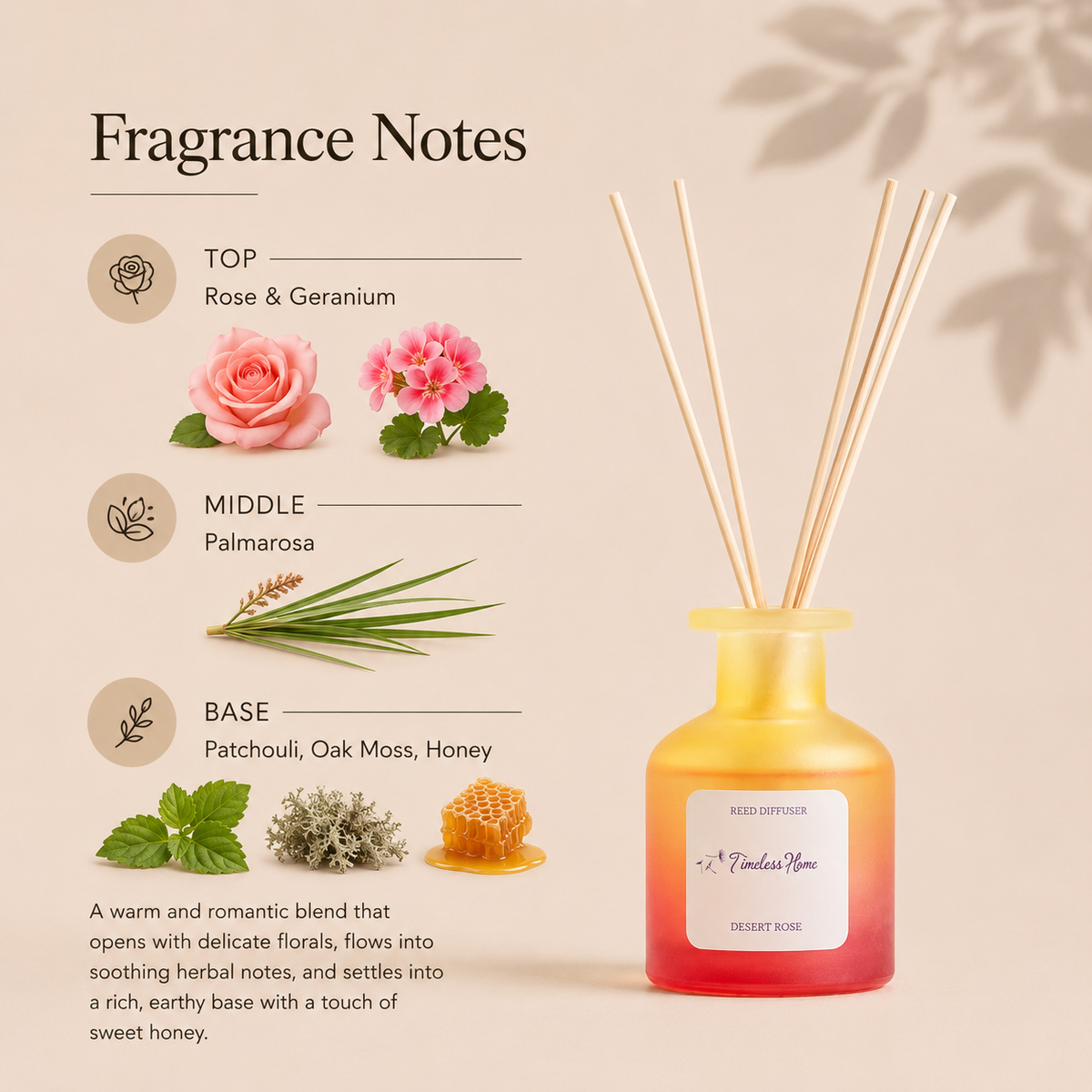 Timeless Organics - Reed Diffuser - Desert Rose