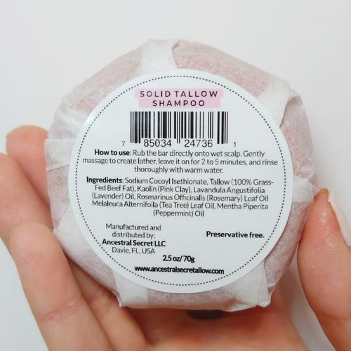 Ancestral Secret - Tallow Shampoo Bar, All hair types. 2.5 oz