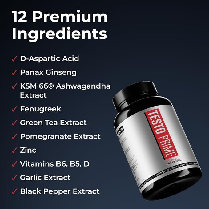 TestoPrime Testosterone Booster for Men - Natural Male Enhancing Supplement - Tablets for Balance & Muscle Growth - Hormone Supplement & Bodybuilding Support for Health & Performance (120 Tablets)