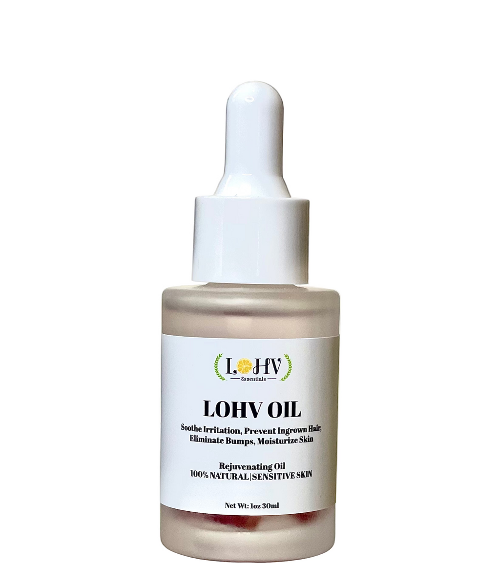 LOHV ESSENTIALS - PREMIUM Multi-Purpose Rose Oil For Sensitive Skin. Clear Up Bumps, Ingrown Hairs On Face and Bikini Line, Soothes Irritation with Rosemary Oil + Vitamin E Oil + Grape Seed Oil + Sweet Almond Oil