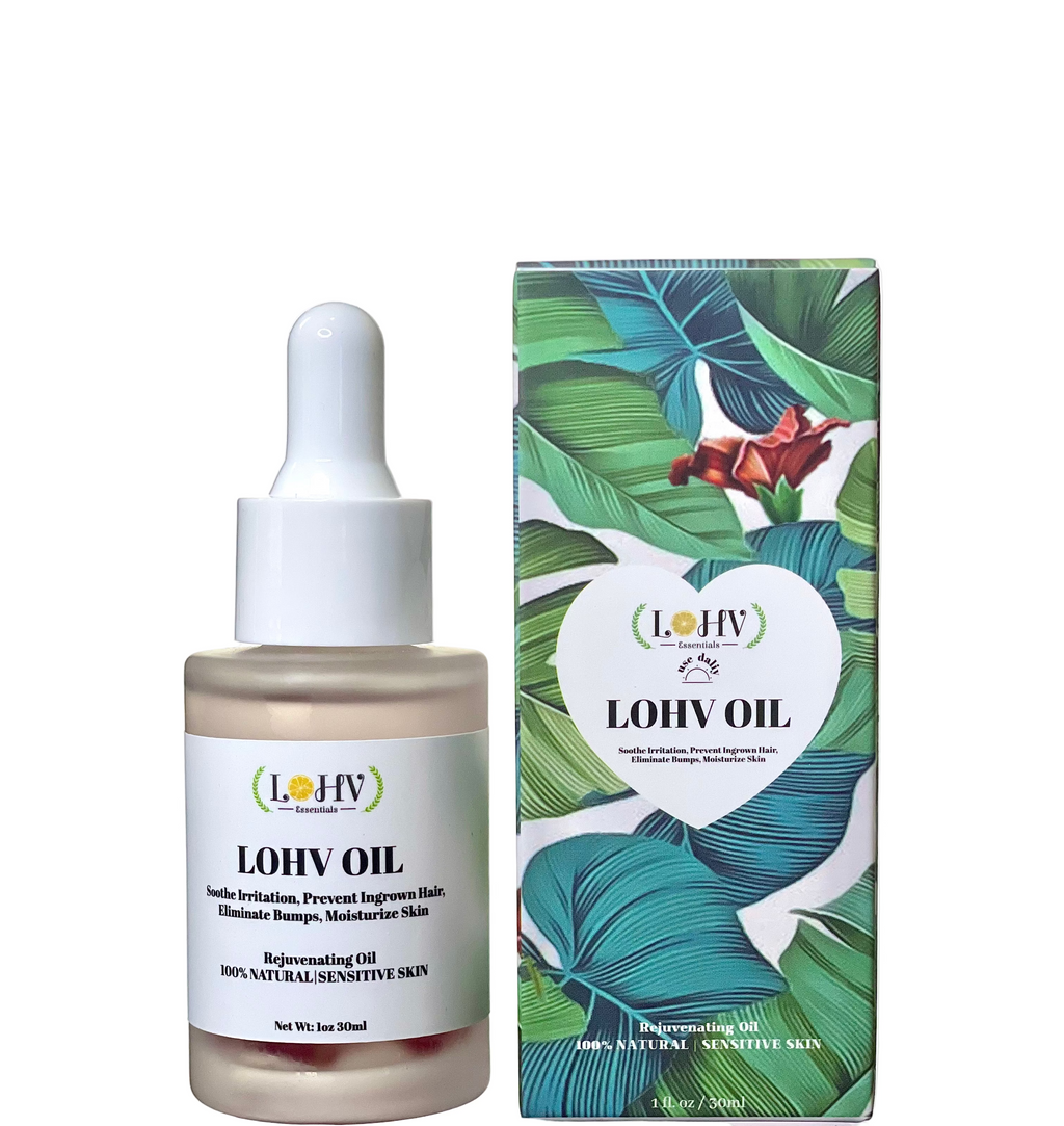 LOHV ESSENTIALS - PREMIUM Multi-Purpose Rose Oil For Sensitive Skin. Clear Up Bumps, Ingrown Hairs On Face and Bikini Line, Soothes Irritation with Rosemary Oil + Vitamin E Oil + Grape Seed Oil + Sweet Almond Oil