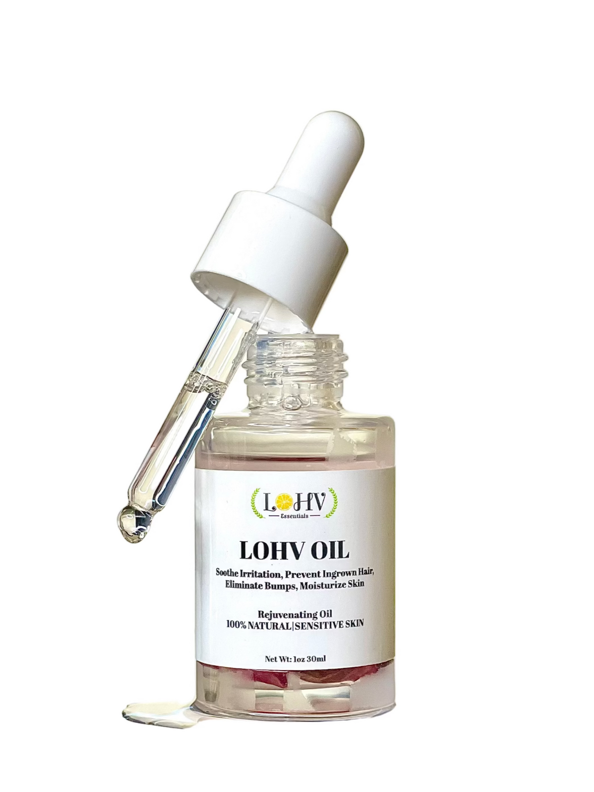 LOHV ESSENTIALS - PREMIUM Multi-Purpose Rose Oil For Sensitive Skin. Clear Up Bumps, Ingrown Hairs On Face and Bikini Line, Soothes Irritation with Rosemary Oil + Vitamin E Oil + Grape Seed Oil + Sweet Almond Oil
