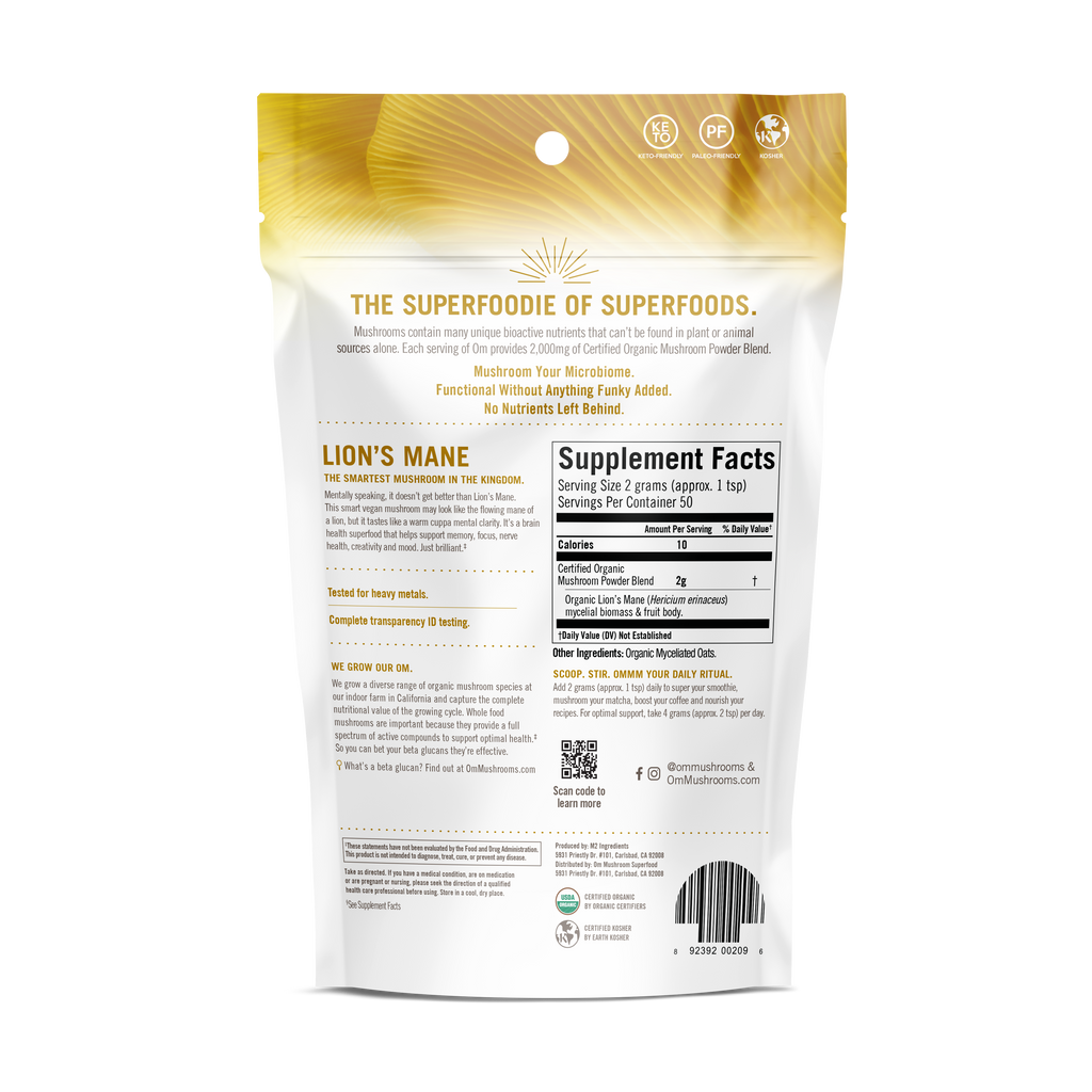 OM Mushroom Lion’s Mane Organic Mushroom Powder