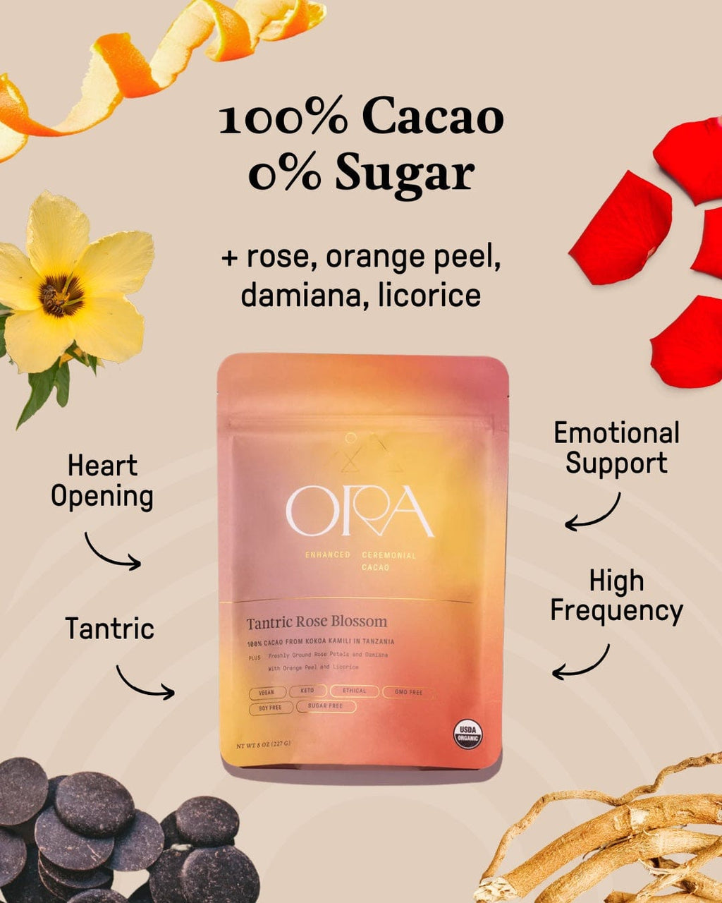 Ora Cacao Tantric Rose Blossom