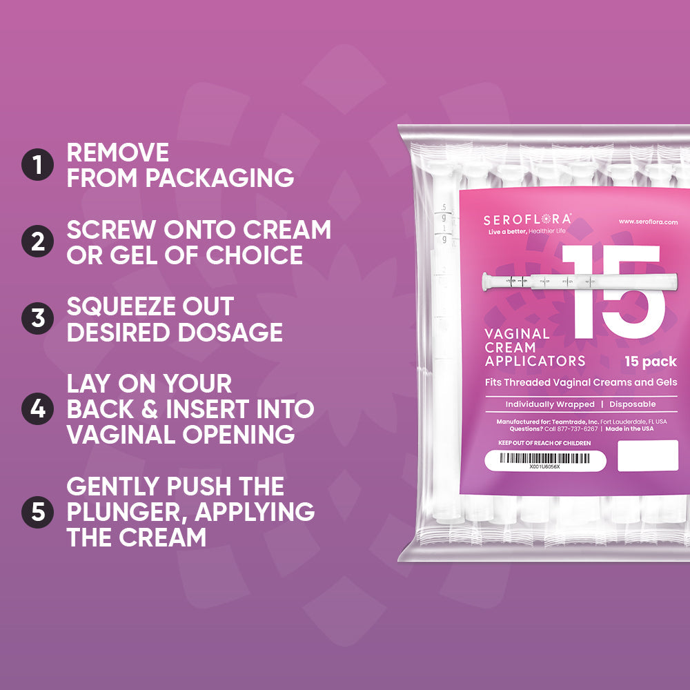 Seroflora Disposable Vaginal Cream Applicators  for Premarin, Estace & many others (15ct)