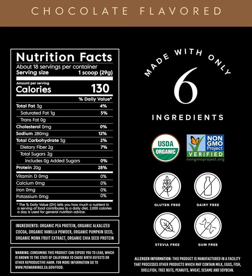 Truvani Plant Based Protein Powder | Chocolate | 20g Organic Pea Protein | 18 Servings | Vegan & Keto | Gluten & Dairy Free | Low Carb | No Added Sugar (Copy)