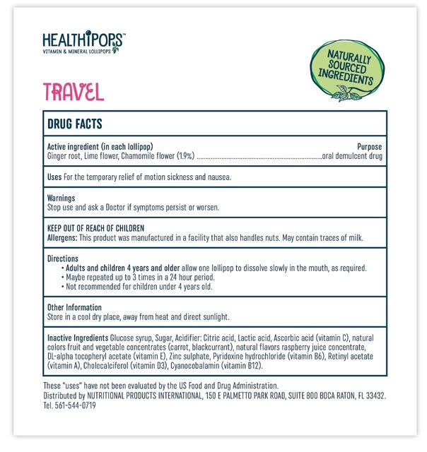 Healthipops Vitamin & Mineral Lollipops – Travel (6-Pack) - Raspberry