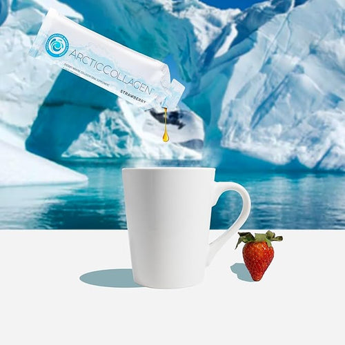 ARCTICCOLLAGEN™ - Arctic Collagen Wellness & Beauty | 8000 mg Hydrolyzed Marine Collagen Liquid Supplement - Hyaluronic Acid and Vitamin C to Support Strong Joints, Resilient Bones, Healthy Hair, Skin and Nails | Sugar-Free Strawberry (8000mg, Strawberry)
