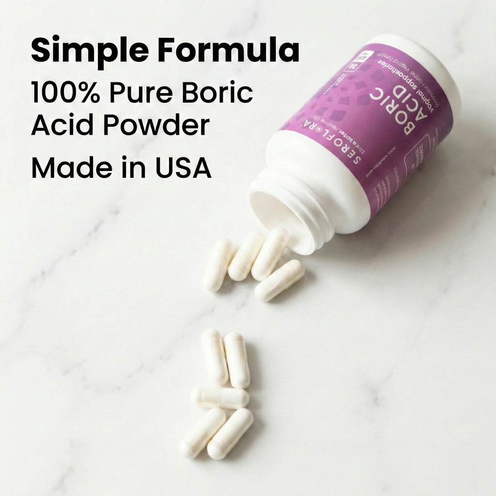 Seroflora Boric Acid Vaginal Suppositories 600mg 30 Count