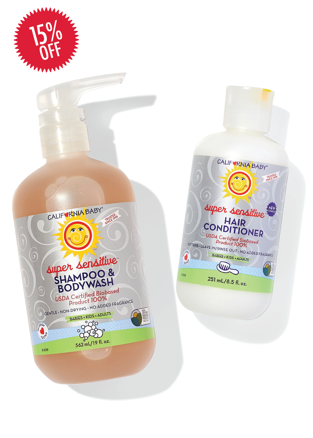 (No Fragrance) Super Sensitive™ Shampoo + Conditioner Bundle